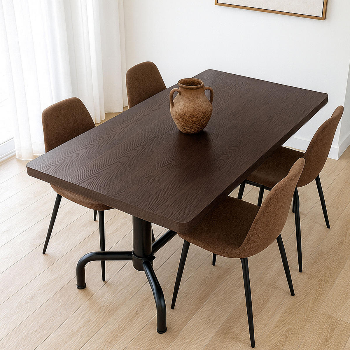 JÍDELNÍ STŮL hranatý hnědý, černý - černá/hnědá, dřevo (80/140/74cm) - MCW