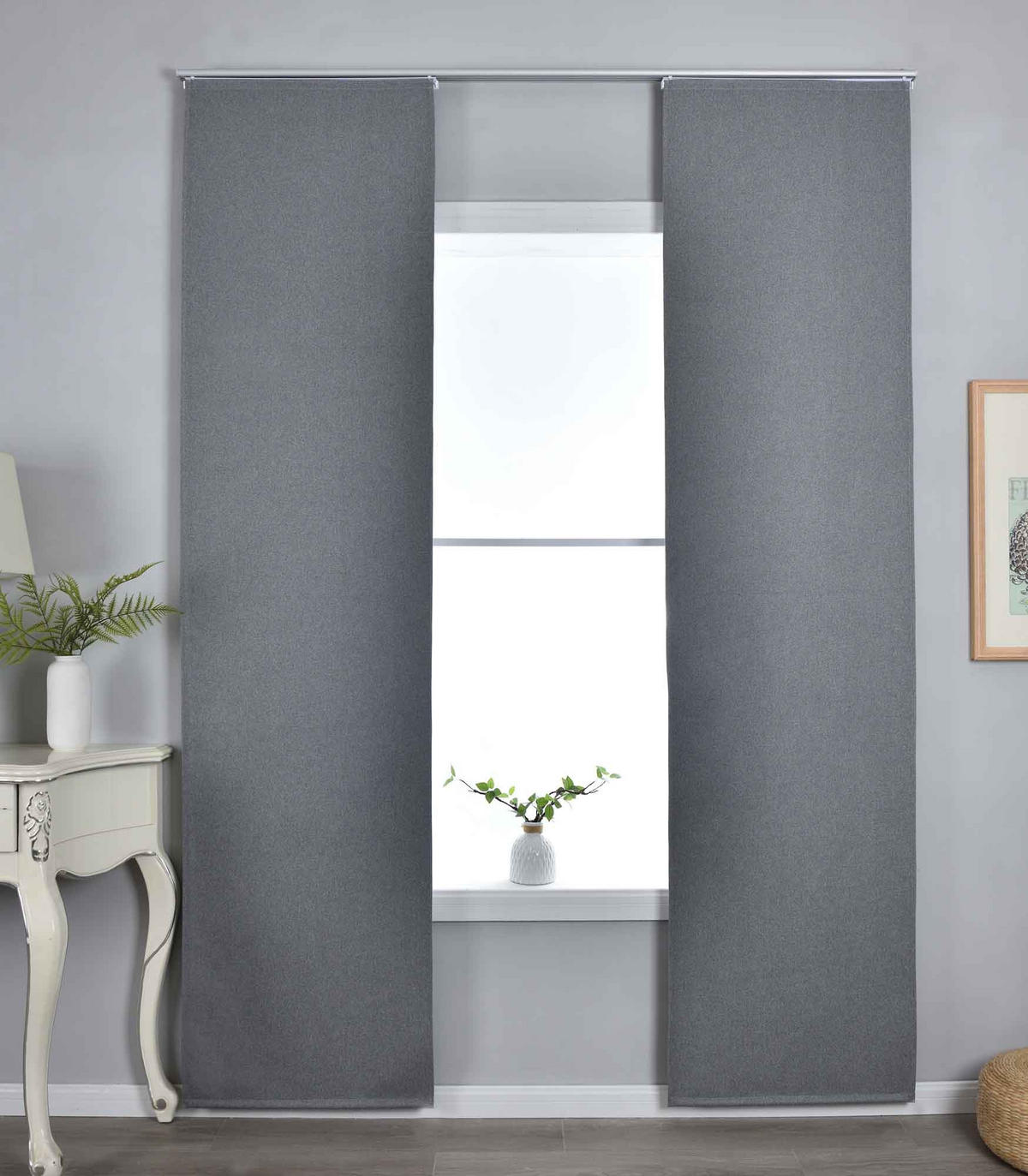 SCHIEBEVORHANG 2ER SET »München Dark« HxB 245x60 cm Grau - Grau, Textil (60/245cm) - Gardinenbox