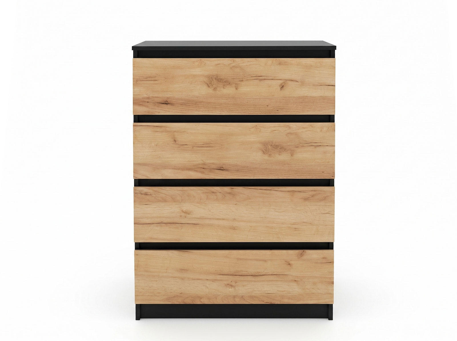 KOMMODE mit vier Schubladen in Schwarze Craft-Eiche - Schwarz/Naturfarben, Holzwerkstoff (70/100/40cm) - Home Collective