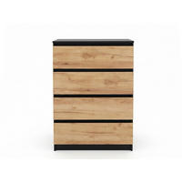KOMMODE mit vier Schubladen in Schwarze Craft-Eiche - Schwarz/Naturfarben, Holzwerkstoff (70/100/40cm) - Home Collective