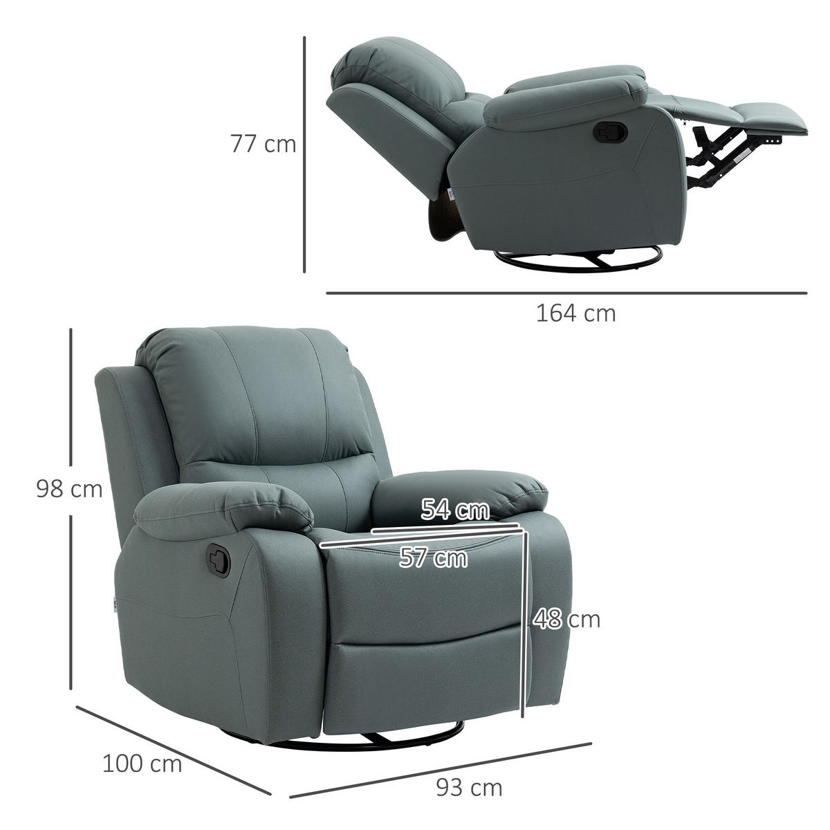 RELAXSESSEL, Polyester, Schaumstoff Grün - Grün, Kunststoff (100/98/93cm) - HOMCOM