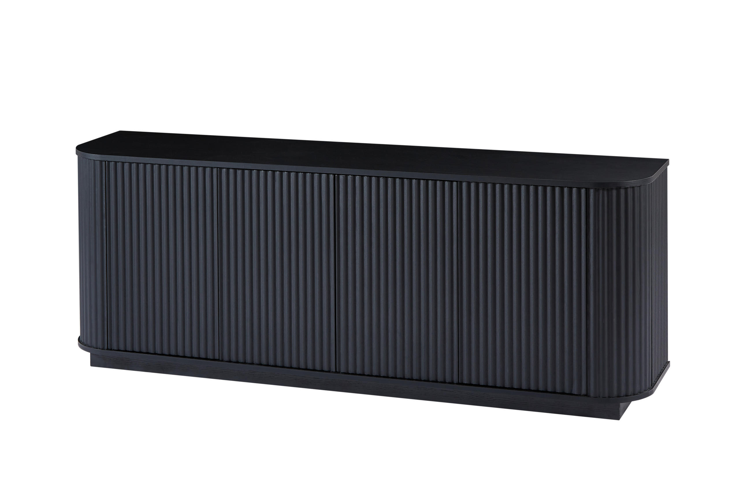 SIDEBOARD 162,5/38/61 cm in Schwarz mit 4 Türen & Wellenfront - Schwarz, Metall (162/61/38cm) - BEAOK