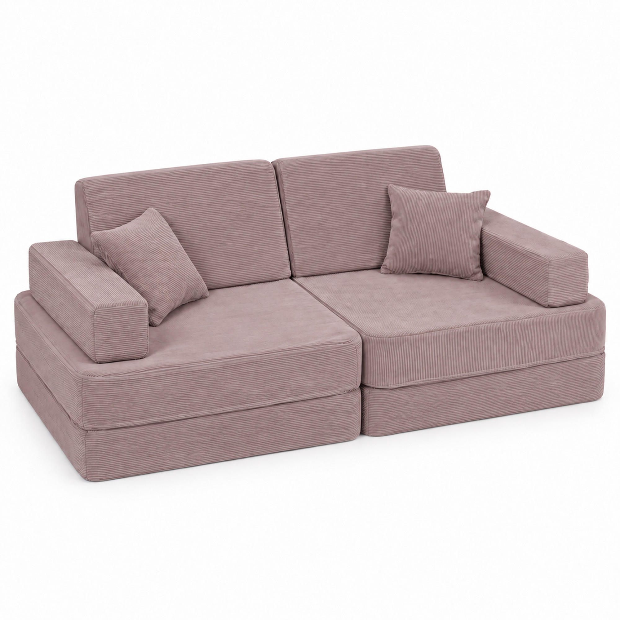 KINDERSOFA mit Schlaffunktion Cordsamt Taupe - Taupe, Textil (160/24/80cm) - AngeLove