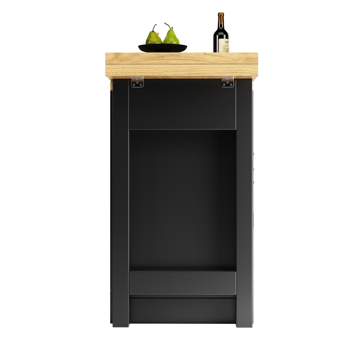 KÜCHENINSEL DE-38578 ausziehbar 120-197 cm 360° drehbar Eichenoptik - Schwarz, Holzwerkstoff (120/72/40cm) - ComfortXL