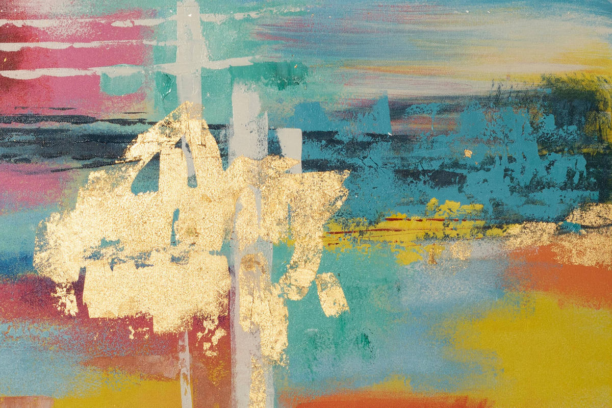 ACRYLBILD HANDGEMALT 80/80 cm - Blau/Gelb, Holz/Textil (80/80cm) - KUNSTLOFT