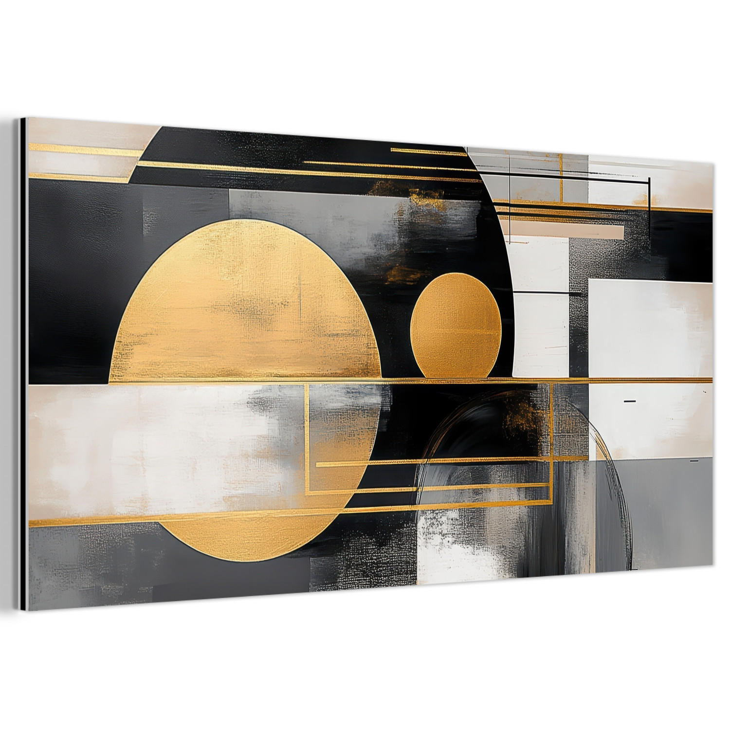 METALLBILD Abstrakt - Gold - Silber - Formen - Ästhetisch - Modern 80x40 cm - Goldfarben, Metall (80/40cm) - MuchoWow