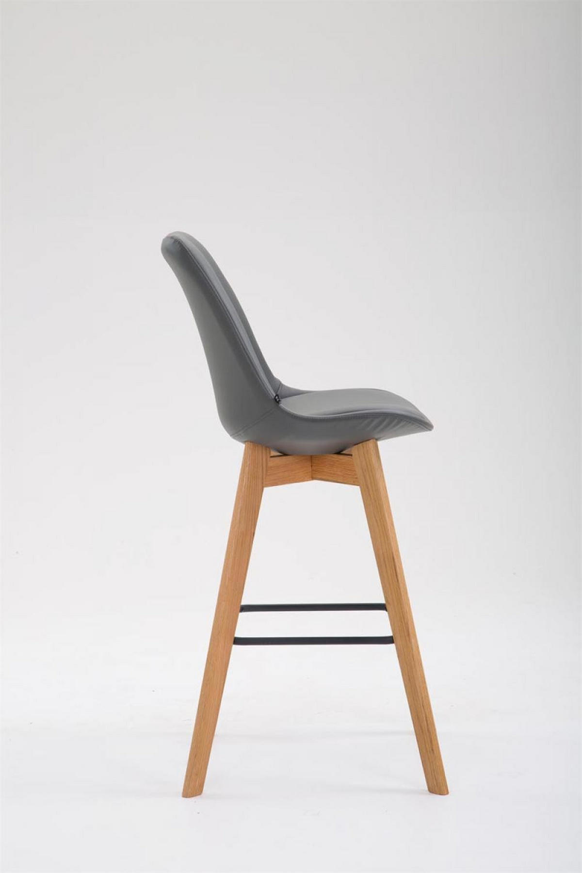 BARHOCKER Lederlook grau - Eukalyptusholzfarben/Grau, Holz/Textil (48/112/56cm) - CLP