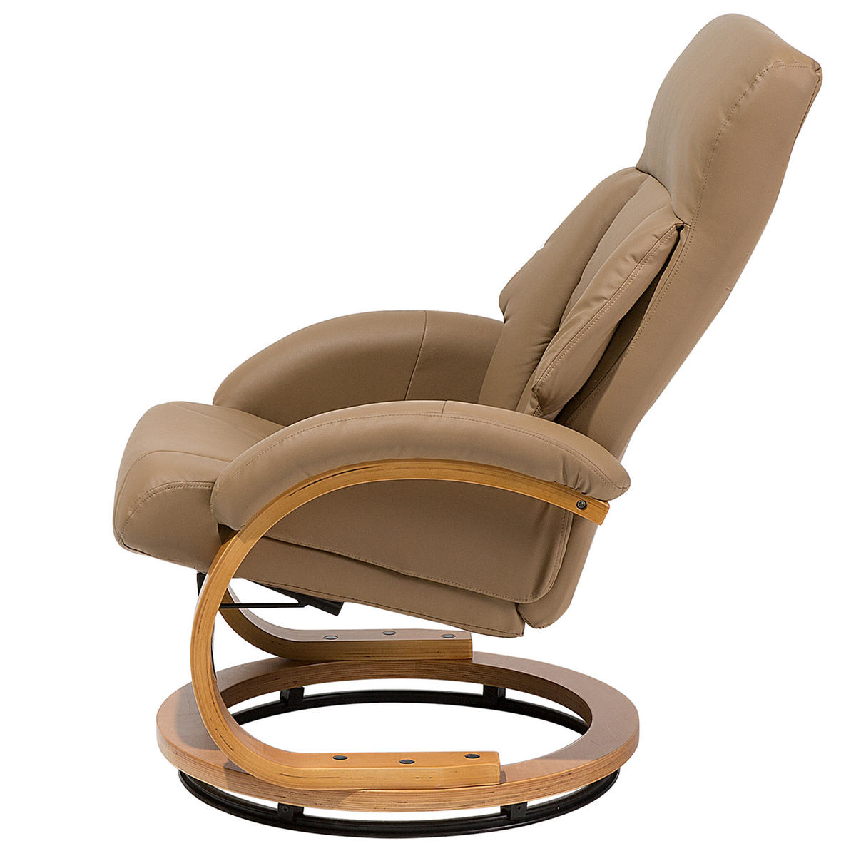 MASSAGESESSEL mit Fußhocker Kunstleder Beige Force - Beige, Holz/Textil (55/100/80cm) - Beliani