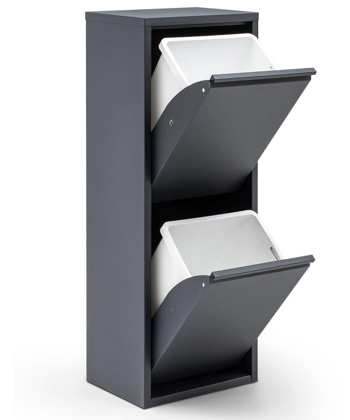 MÜLLEIMER 2 Fach Anthrazit Mülltrennsystem aus Metall - Anthrazit, Metall (33/92/25cm) - Gowoll