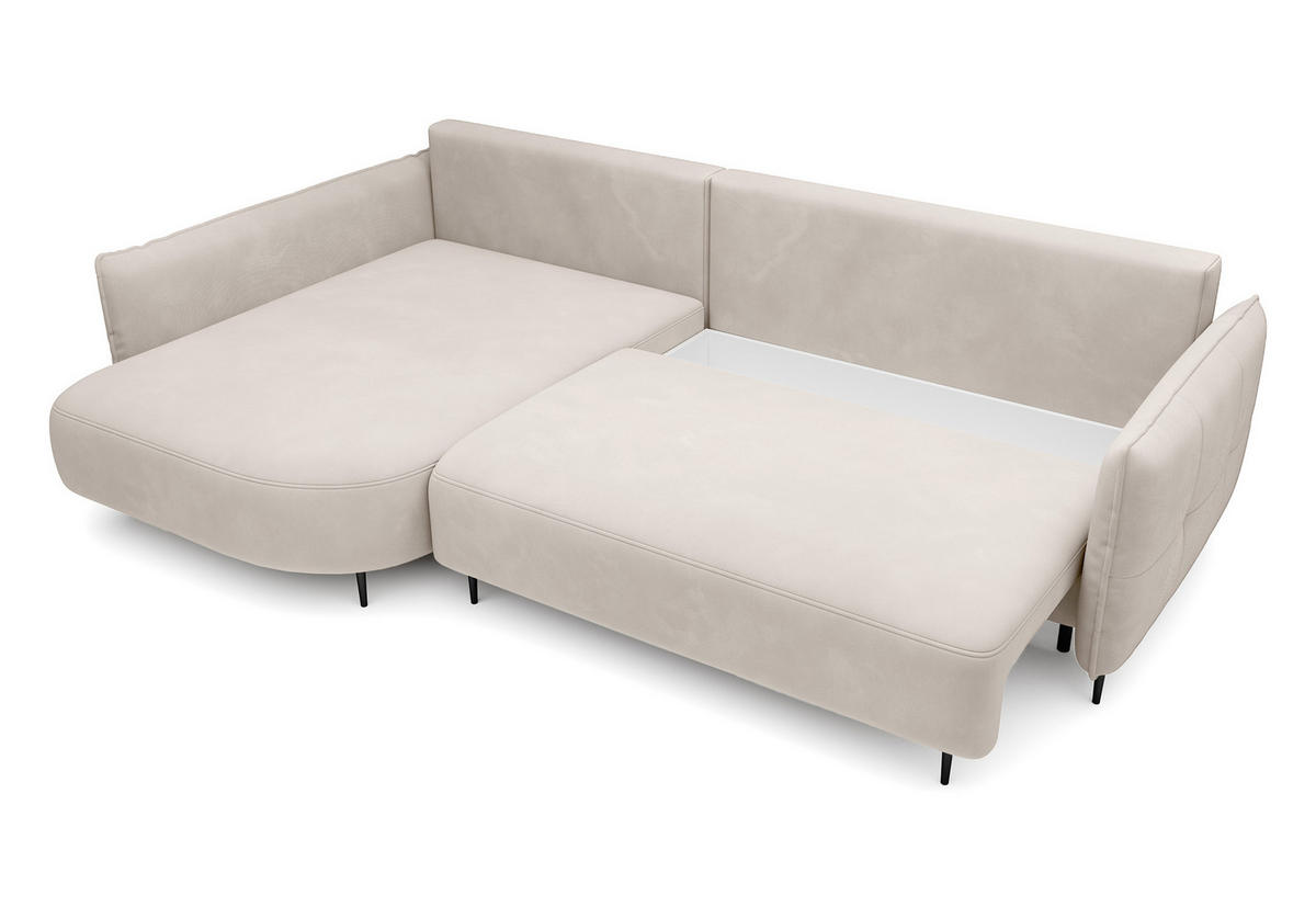 ECKSOFA Oblivio Cremeweiß Velours - Creme/Schwarz, Textil/Metall (285/200cm) - Selsey