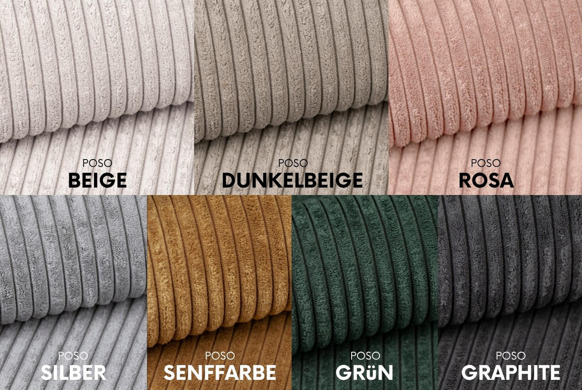 ECKSOFA Carlos Mit Schlaffunktion und Bettkasten Elegante Stoff Poso Silber - Silberfarben, Holz/Textil (348/142cm) - Kaiser Möbel