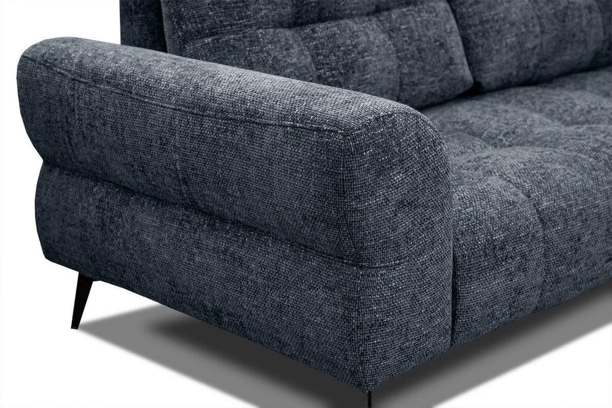 ECKSOFA SALVINI 5-Sitzer, dunkelblau - Schwarz/Dunkelblau, Holzwerkstoff/Textil (292/158cm) - Courtois Laville