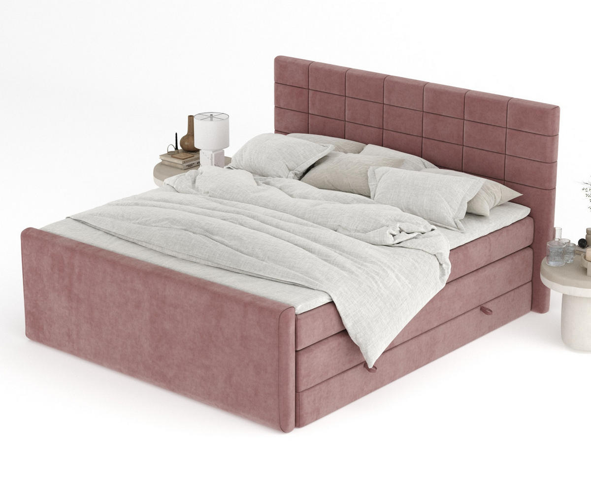 BOXSPRINGBETT Ava Rosa 200/200 cm - Schwarz/Rosa, Holz/Holzwerkstoff (200/200cm) - Maison de Reve