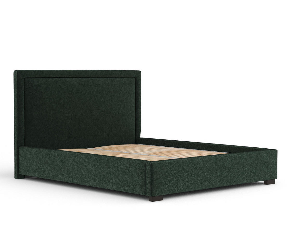 POLSTERBETT Ordina Dunkelgrün 160/200 cm im Chenille-Stoff - Dunkelgrün/Schwarz, Holz/Holzwerkstoff (160/200cm) - Maison de Reve