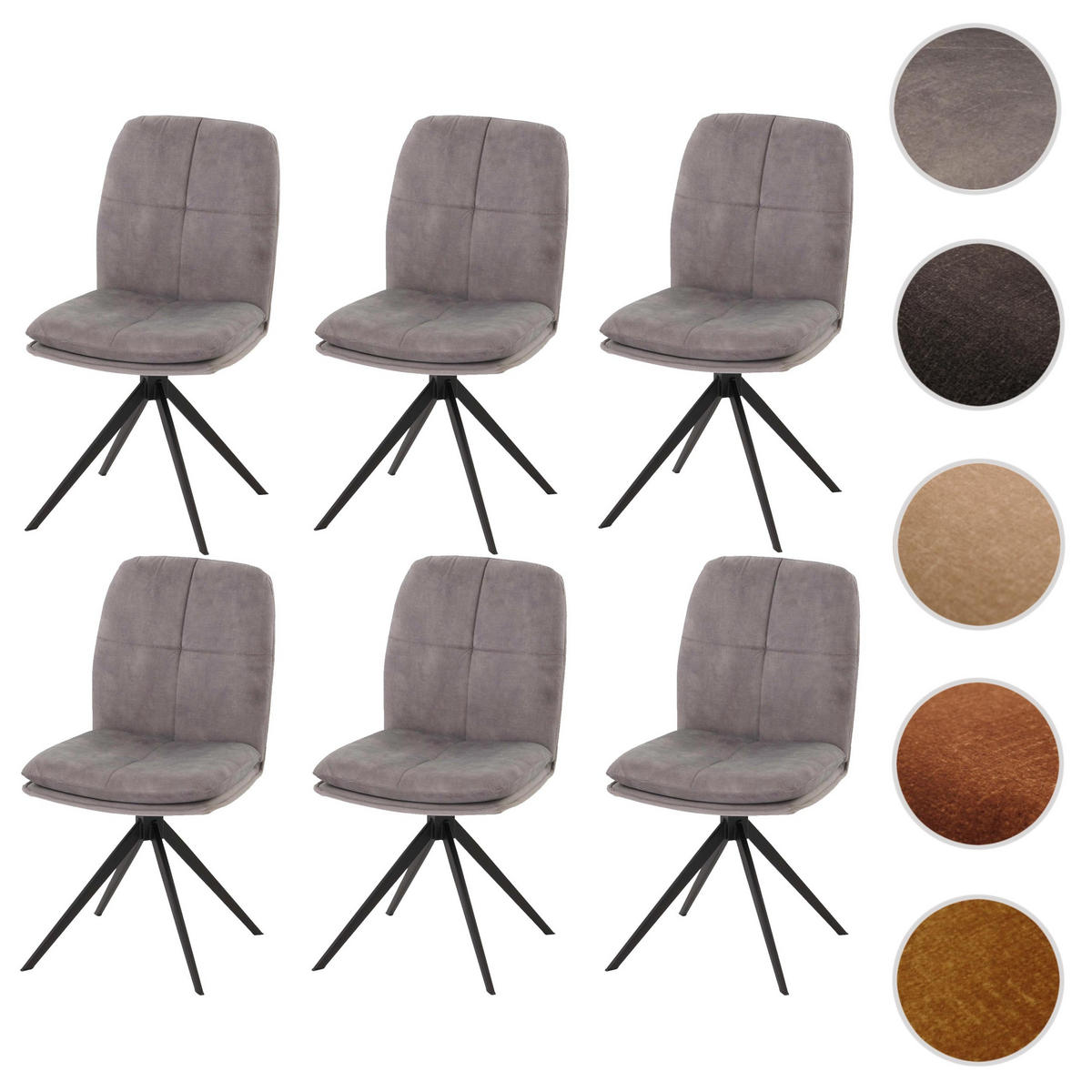 ESSZIMMERSTUHL Grau 6er-Set - Grau, Textil (47/90/56cm) - MCW