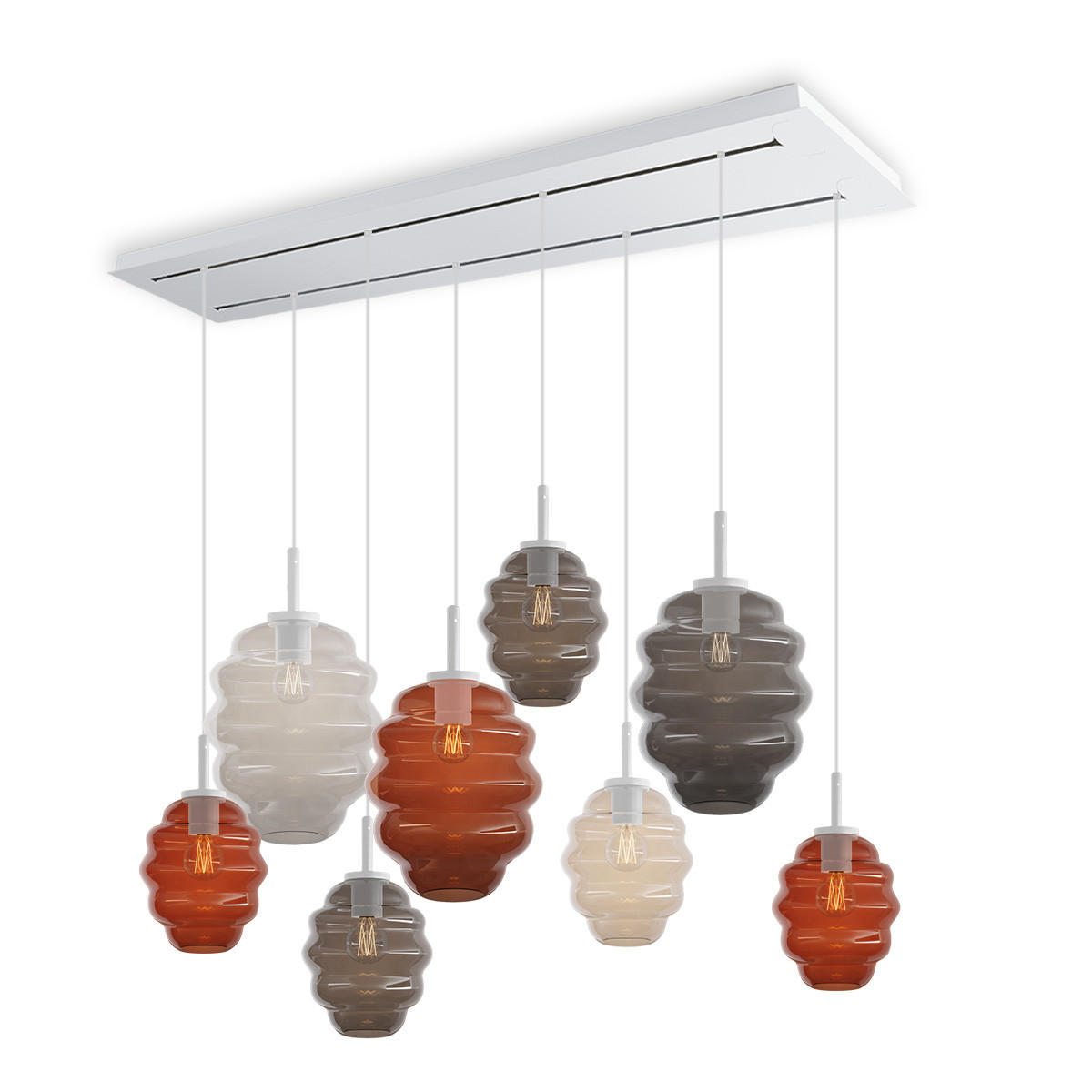 HÄNGELEUCHTE Echos 8-flammig Mehrfarbig Ø 18/25cm - Multicolor/Weiß, Glas (18/18/20cm) - s.luce