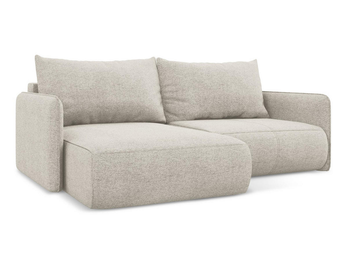 ECKSOFA mit Schlaffunktion Chenille Stoff Grau - Silberfarben/Schwarz, Kunststoff/Textil (148/207cm) - Makamii