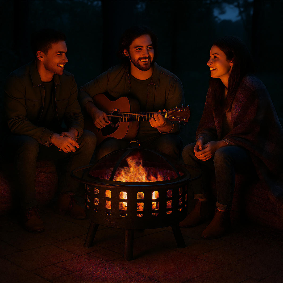 FEUERSCHALE - Schwarz, Metall (75/55/75cm) - Relaxdays