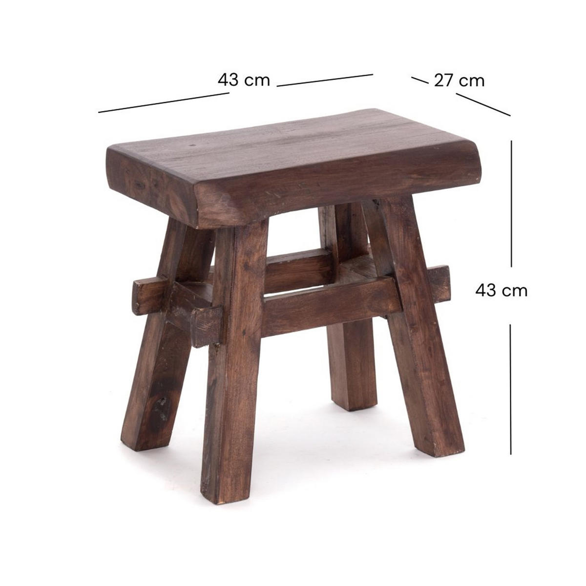 HOCKER VINTAGE 40 Massivholz 03 dunkelbraun - Dunkelbraun, Holz (45/43/27cm) - DESIGN DELIGHTS