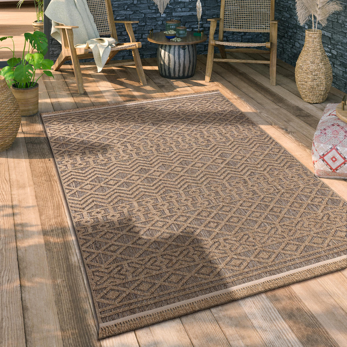 OUTDOORTEPPICH 120/160 cm Cologne 495 - Beige, Textil (120/160cm) - Paco Home