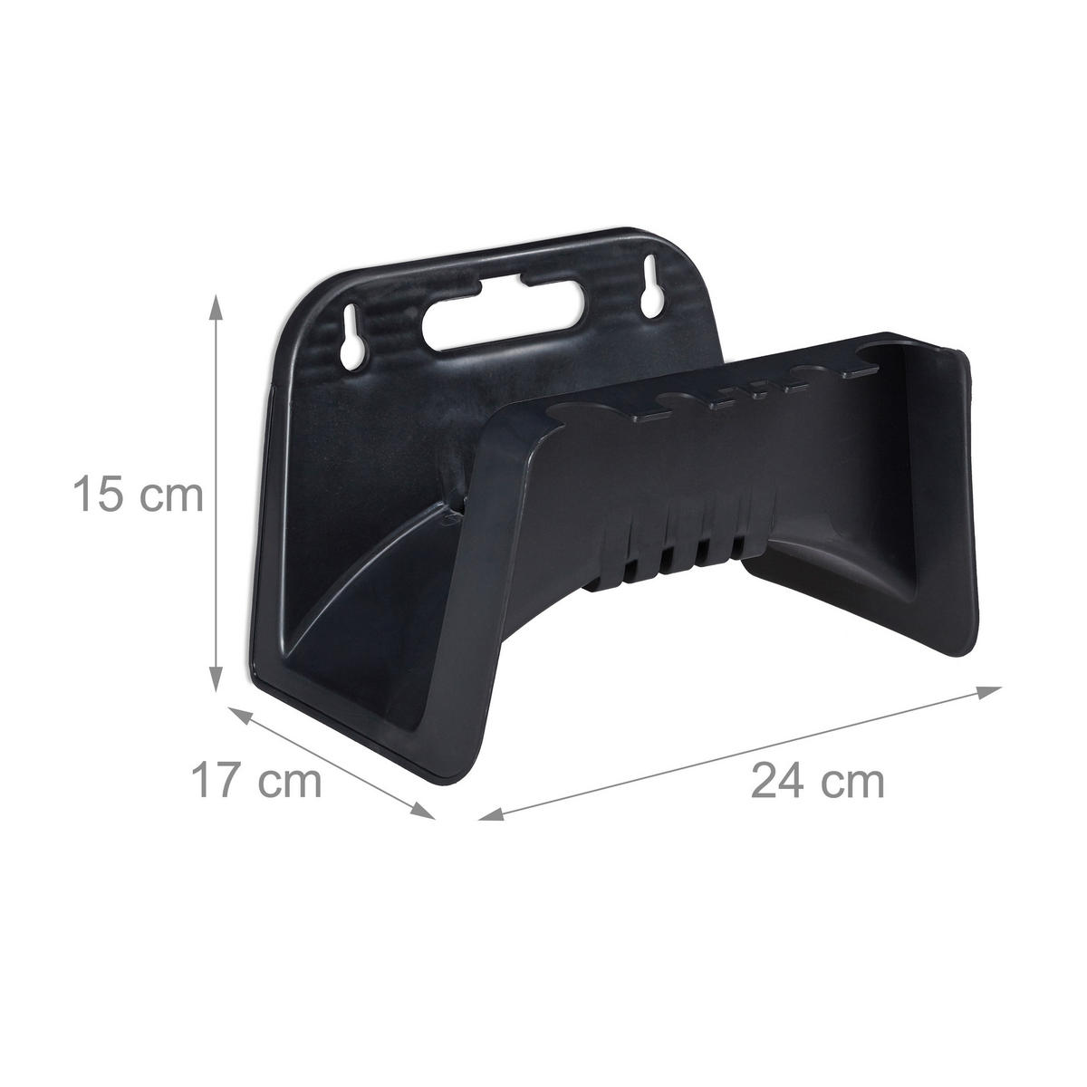 2xSCHLAUCHHALTER - Schwarz, Kunststoff (24/15/17cm) - Relaxdays