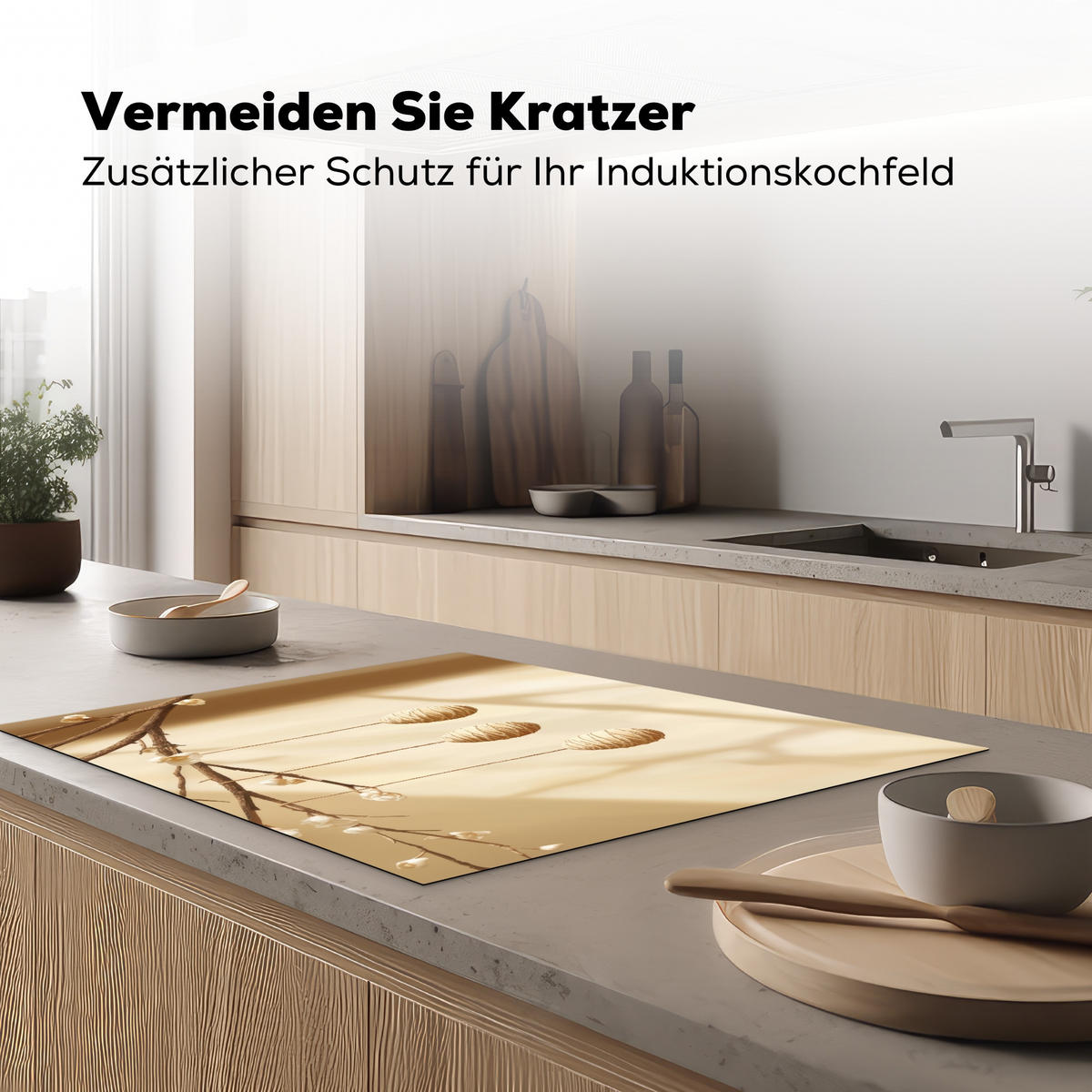 HERDABDECKPLATTE Beige - Osterkuchen - Eier Induktionsmatte 77x59 cm - Beige, Kunststoff (77/59/0.2cm) - MuchoWow
