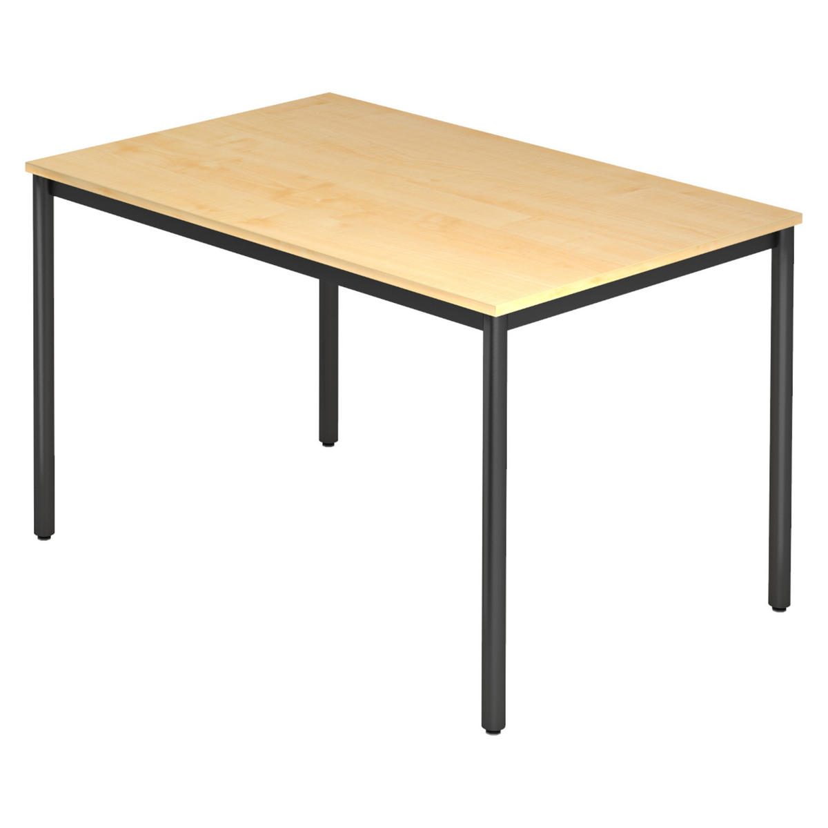 BESPRECHUNGSTISCH Serie-D 80/120/72 cm in Ahornfarben/Rundrohr schwarz - Ahornfarben/Schwarz, Holzwerkstoff (80/120/72cm) - bümö
