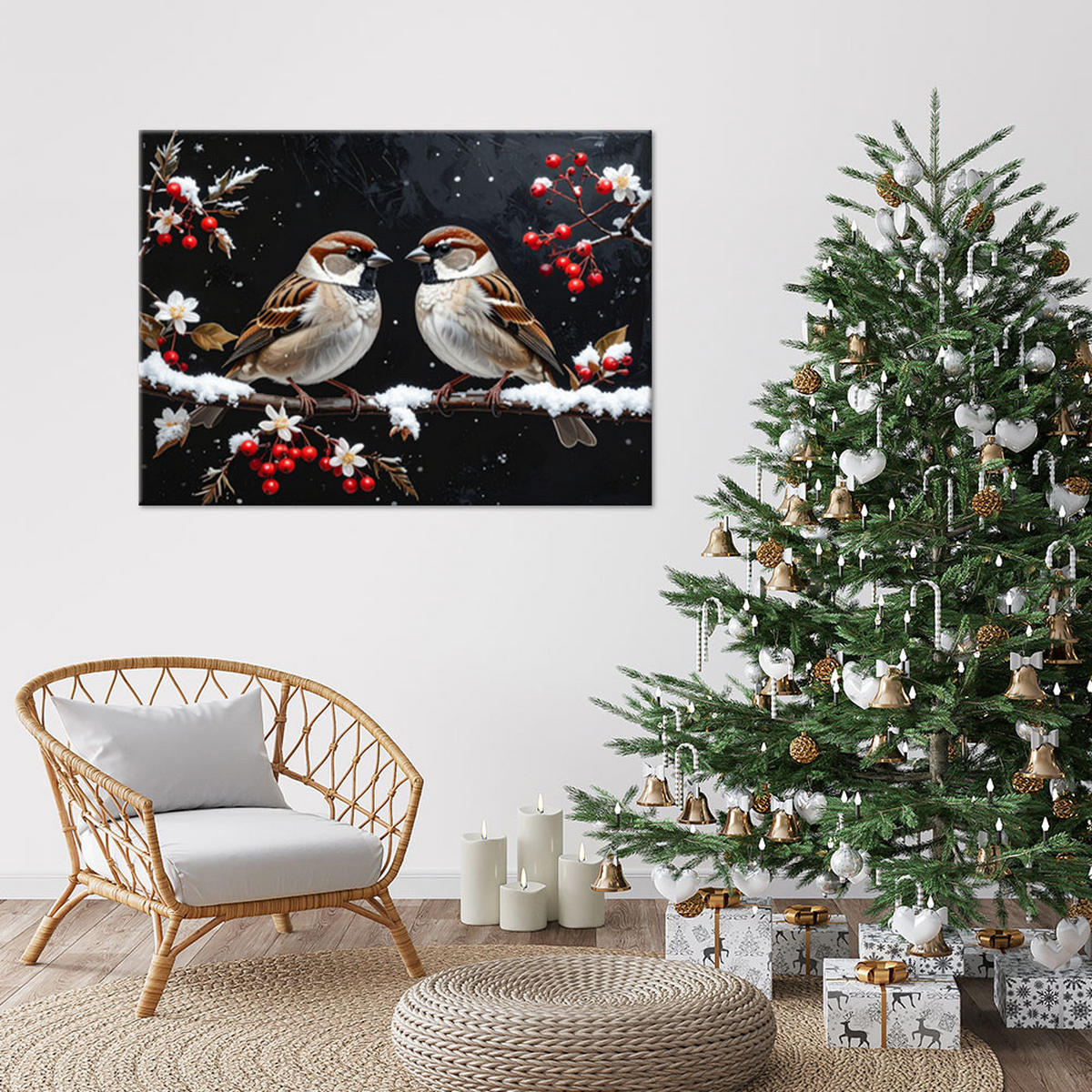 LEINWANDBILD Weihnachten 120x80cm - Schwarz, Textil (120/80cm) - Feeby