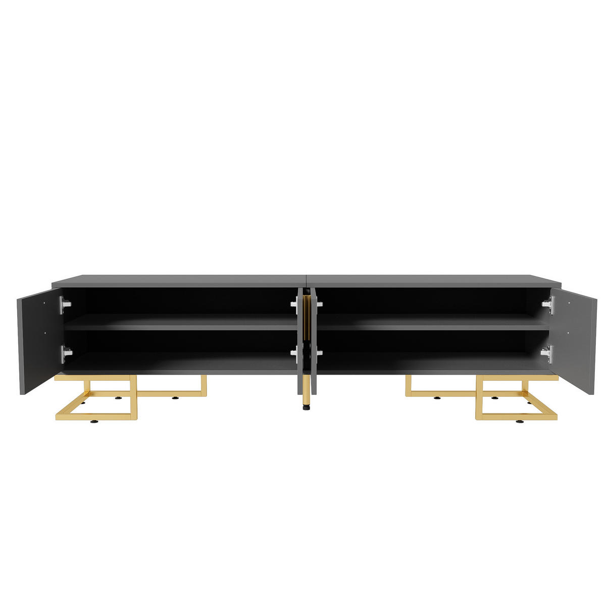 TV-LOWBOARD aus Spanplatte 170x40x45,5 cm Grauschwarz mit 4 Türen und verstellbaren Füßen - Grau, Holzwerkstoff (170/45.5/40cm) - IVMEU