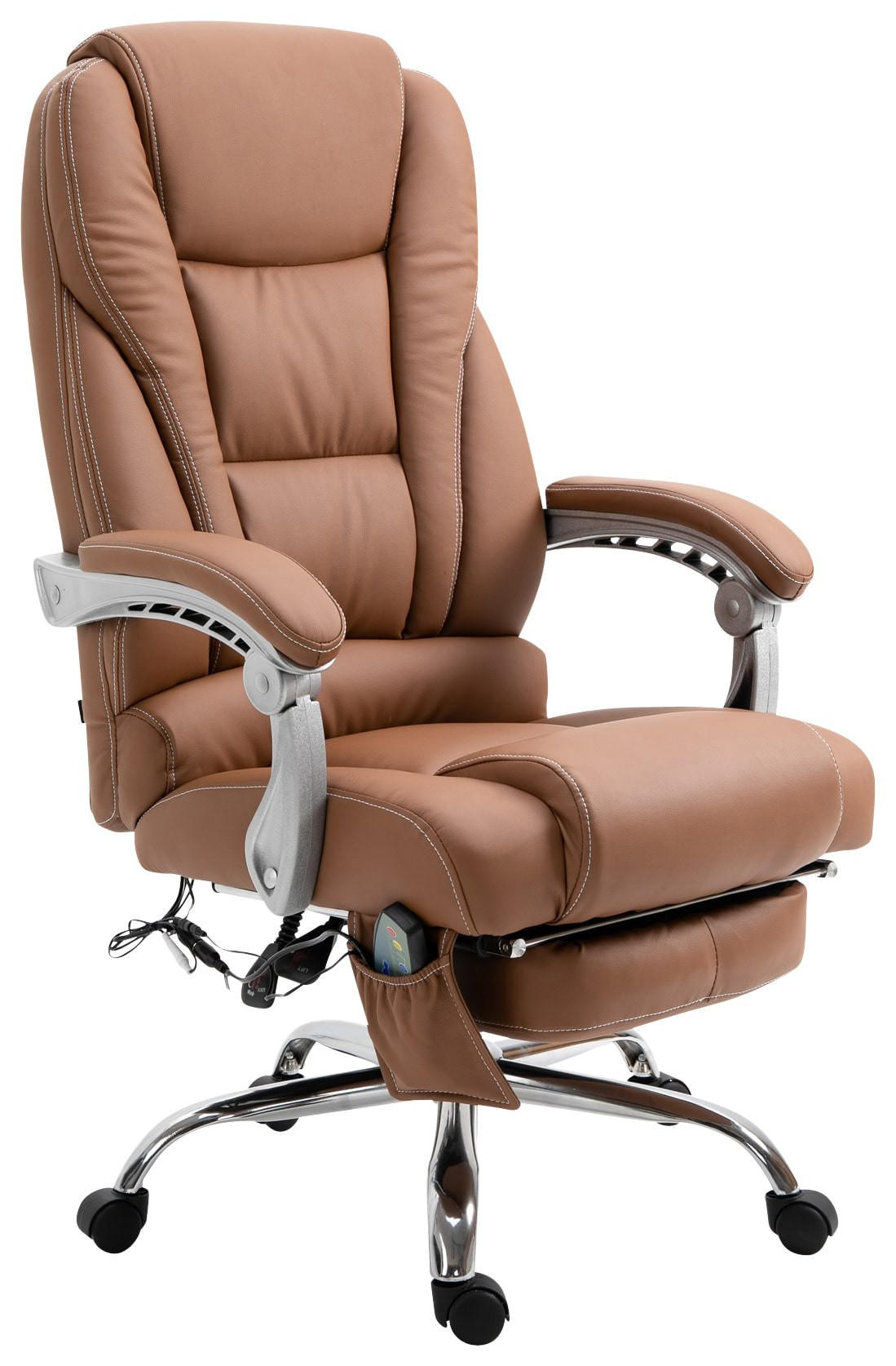 CHEFSESSEL Lederlook hellbraun - Hellbraun, Textil/Metall (68/118/64cm) - CLP