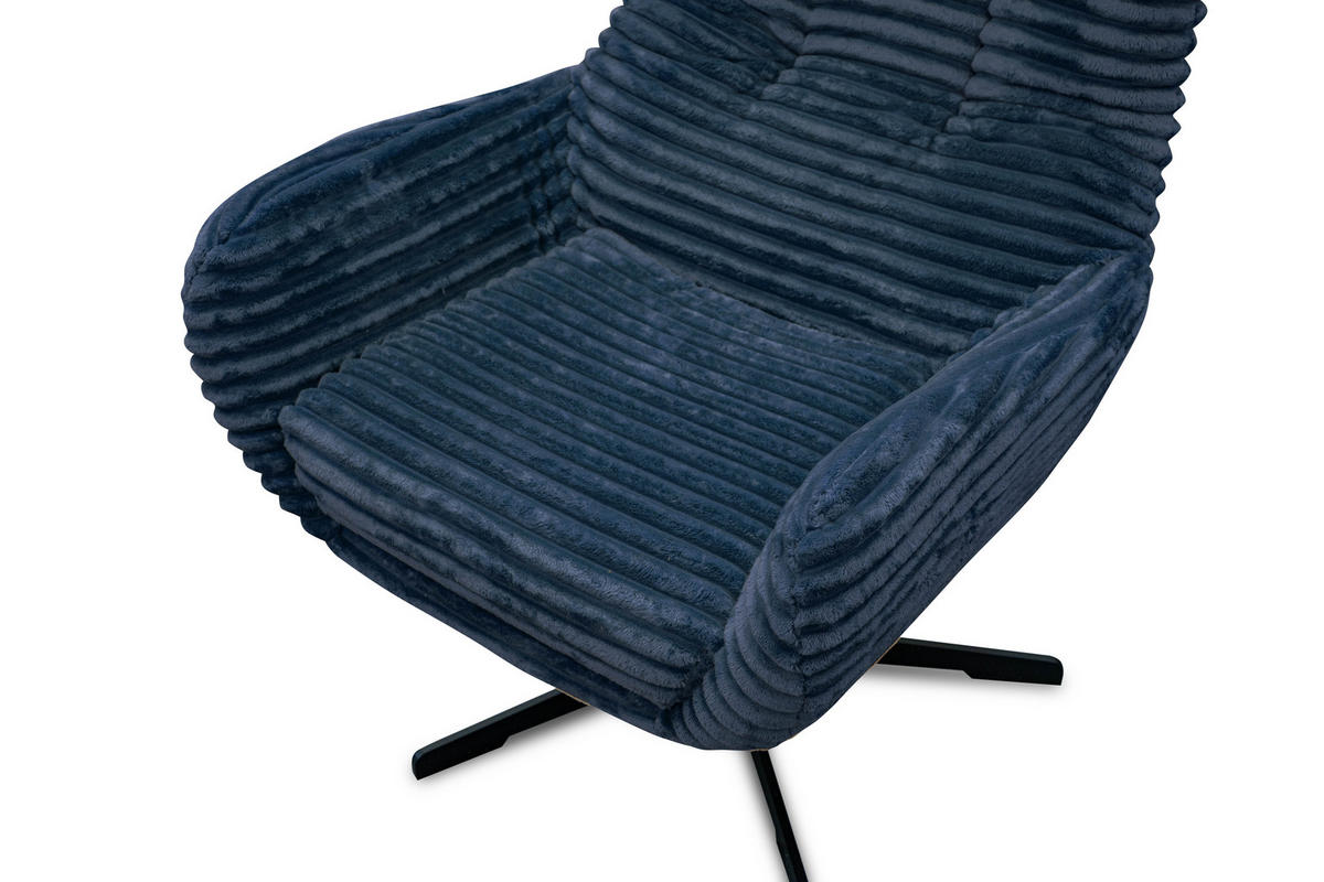 SESSEL MONACO 1-Sitzer, Cordstoff dunkelblau - Schwarz/Dunkelblau, Holz/Textil (74/116/84cm) - Courtois Laville