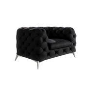 CHESTERFIELD-SESSEL Laura Schwarz Samt - Silberfarben/Schwarz, Holz/Textil (125/75/100cm) - S-Style Möbel