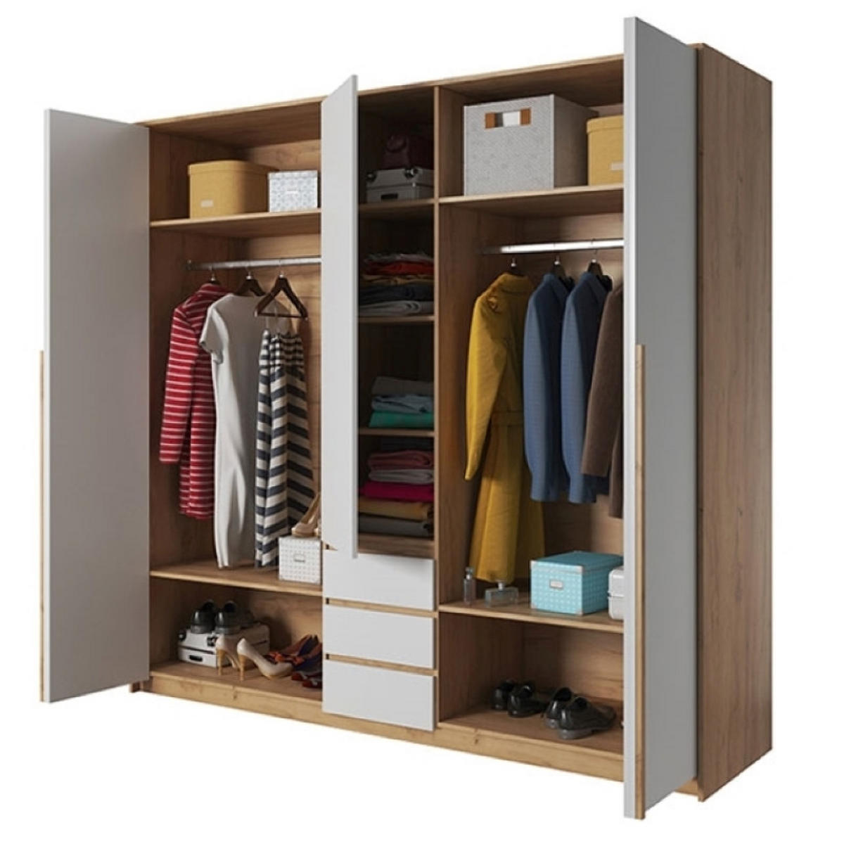 SCHLAFZIMMER-SET Xelo wildeiche gold / weiß 481 / 208 / 213,5 cm 2-teilig - Weiß/Braun, Holz/Holzwerkstoff (160/200cm) - Feldmann-Wohnen