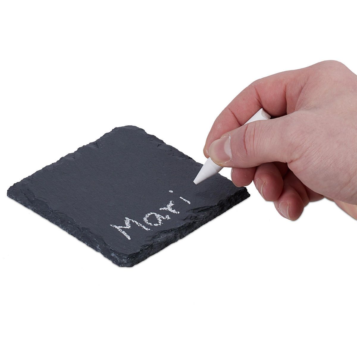 16XPODLOŽKY z bridlice - antracitová, textil/kameň (10/10cm) - Relaxdays