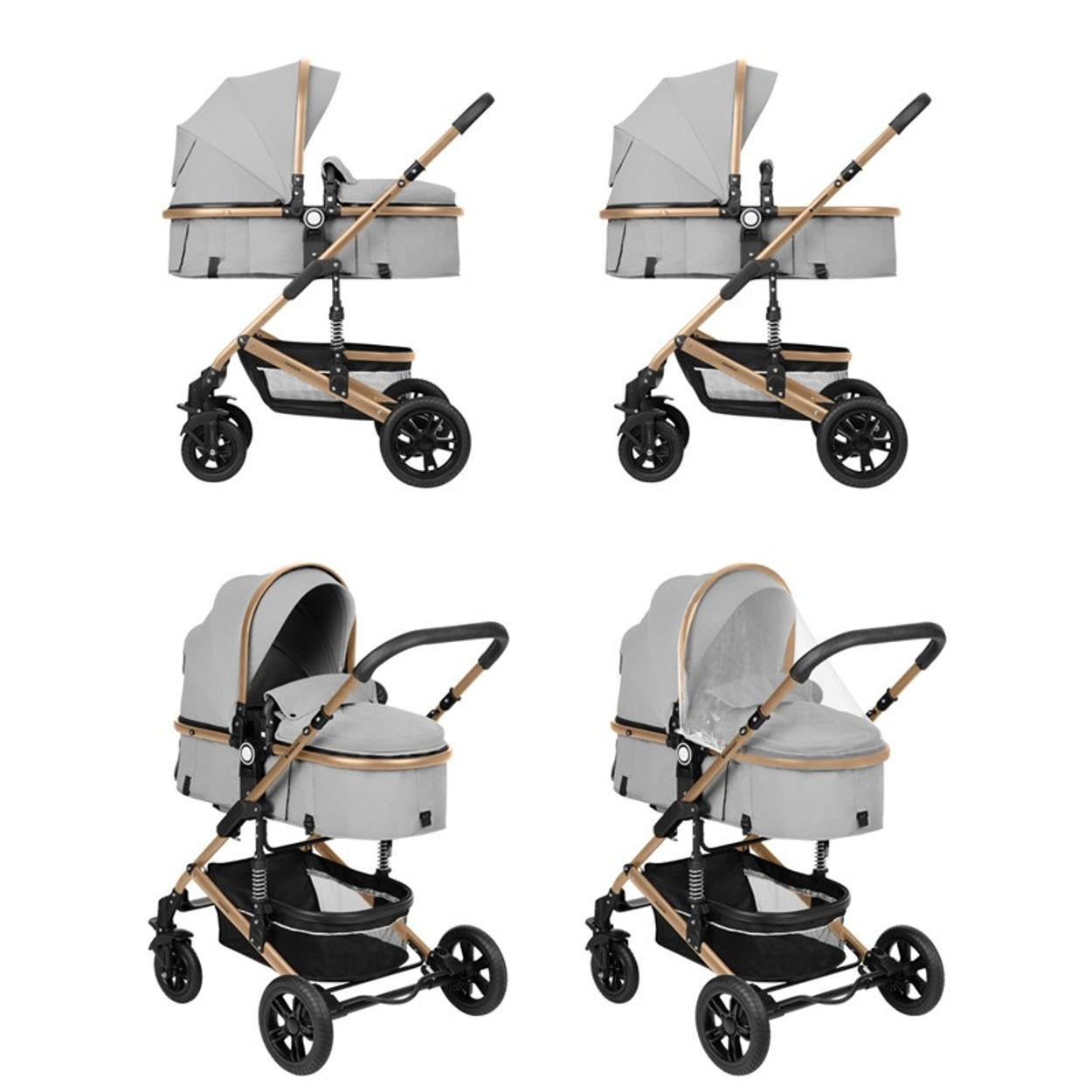 Thumbnail - Kikka boo Kombikinderwagen, Grau, Metall, 50x107x86 cm, unisex, Federung, Baby on Tour, Kinderwagen & Buggys, Kombikinde...