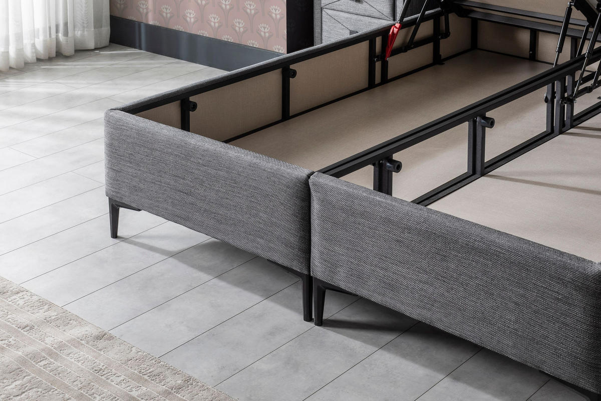 POLSTERBETT-SET Trend More 140x200 Grau - Bett inkl. Matratze - Grau, Metall (140/200cm) - Villa Möbel