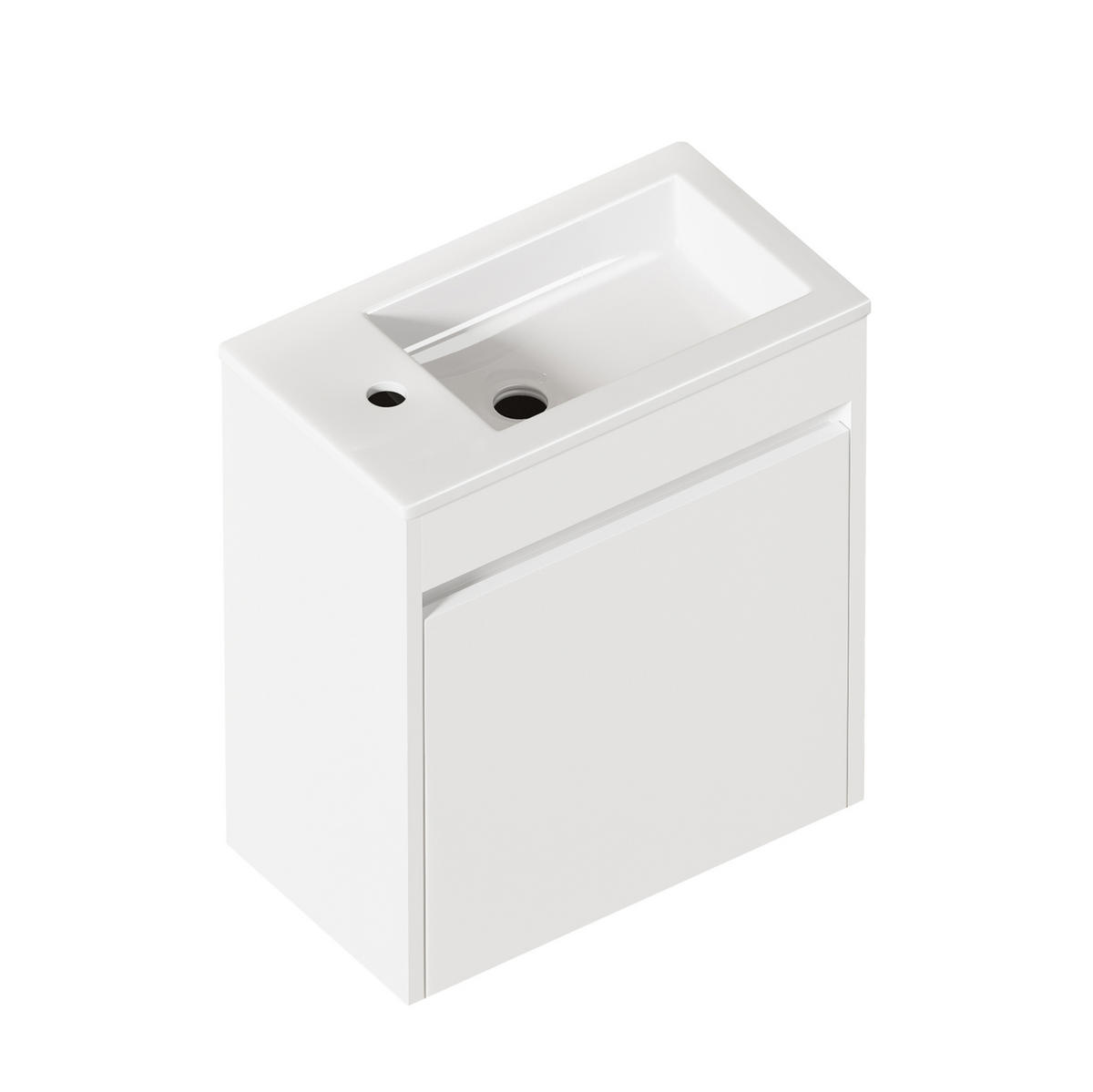 BADEZIMMERSCHRANK 46 cm Weiß mit Weichschloss-Tür - Weiß, Holzwerkstoff (26/51.5/46cm) - Beauniv