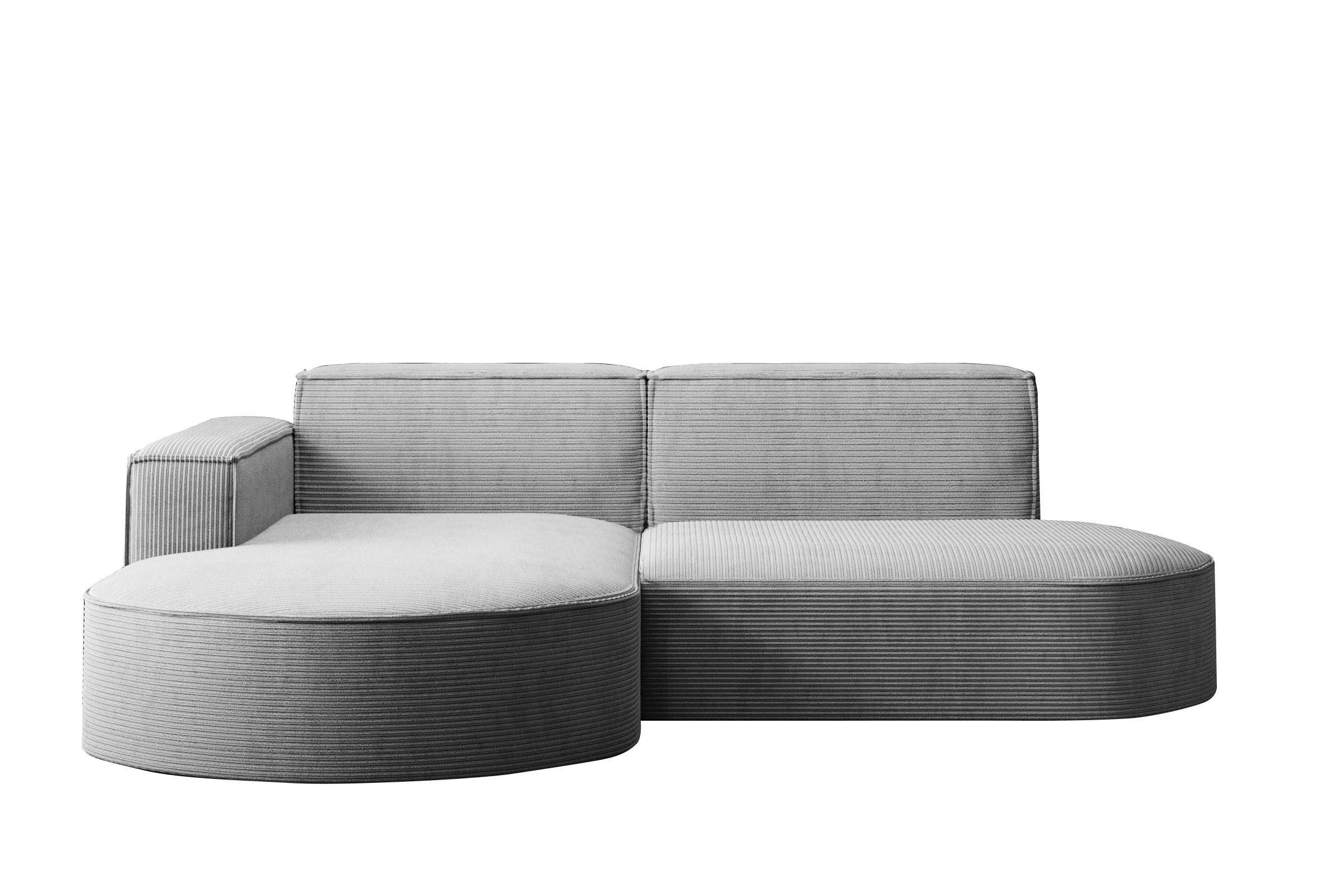 ECKSOFA Modena Studio, Cord Stoff Silber Links - Silberfarben, Holzwerkstoff/Textil (165/236cm) - Kaiser Möbel