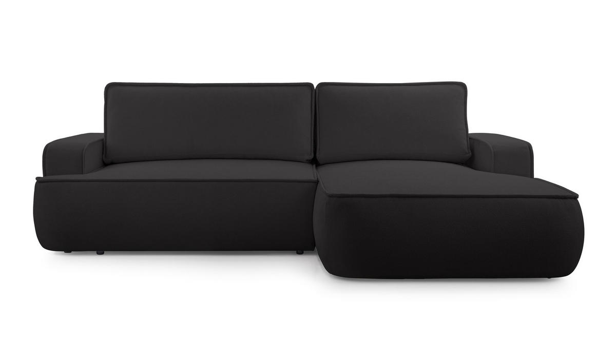 ECKSOFA L Form Ablia Schwarzes 267/168/87 cm mit Schlaffunktion R - Schwarz, Kunststoff/Textil (267/168cm) - AX Living