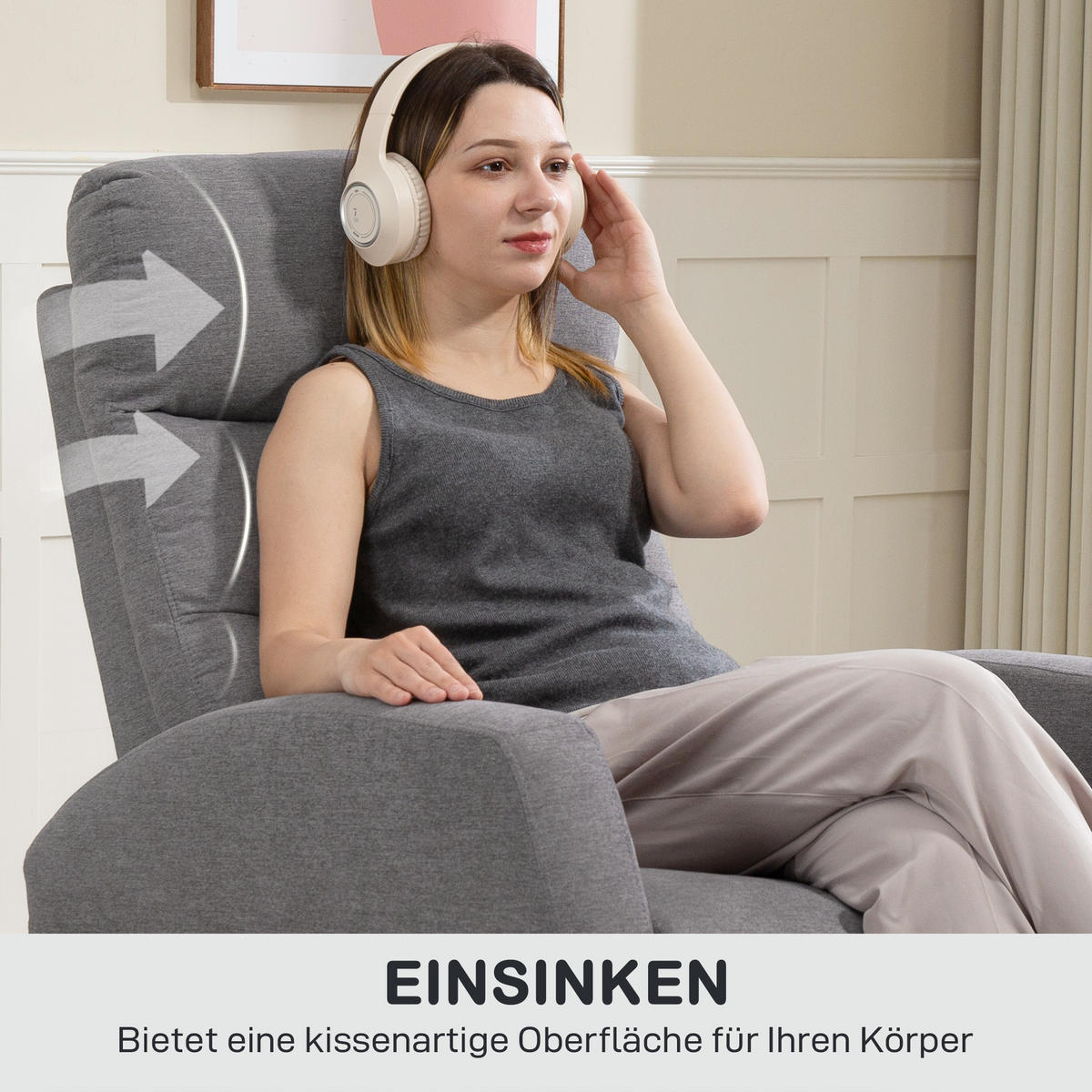 RELAXSESSEL, Fernsehsessel mit Liegefunktion, Dunkelgrau - Dunkelgrau, Kunststoff (93/103/76cm) - HOMCOM