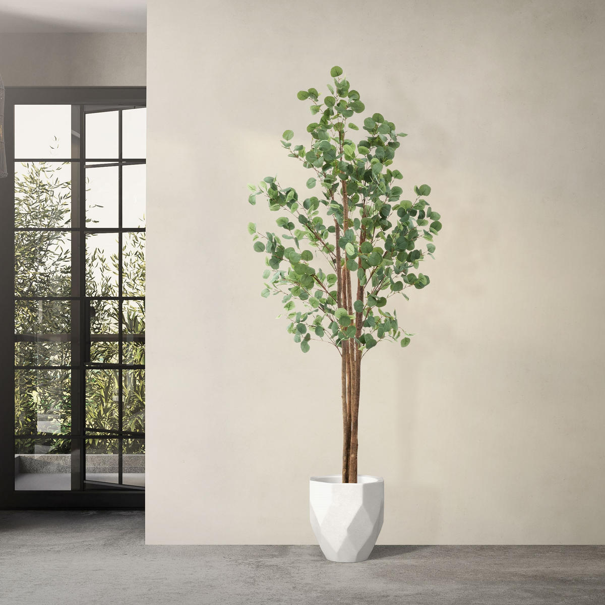 KUNSTPFLANZE Eukalyptus - Anthrazit/Grün, Holz/Kunststoff (210cm) - ML-DESIGN