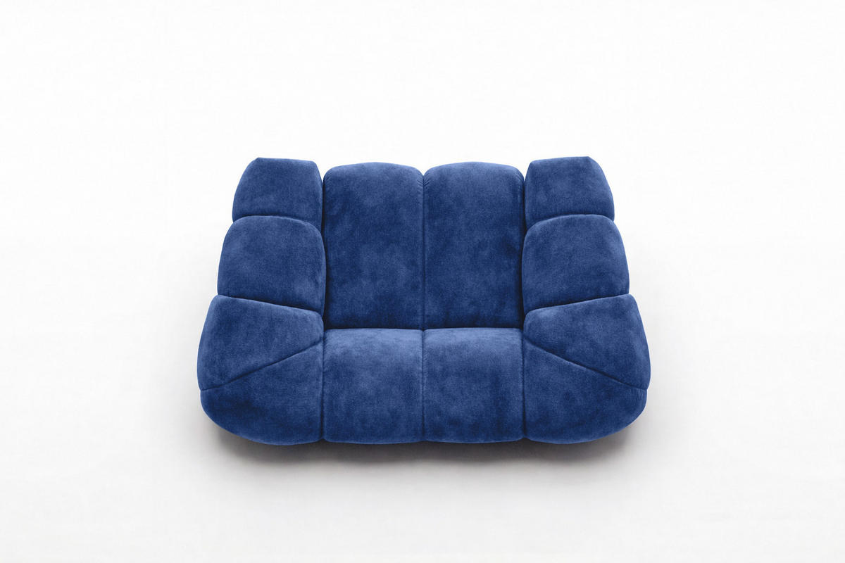 SESSEL modular, Veloursstoff Bluvel, Tintenblau, CROISSANT - Blau, Holz (168/72/115cm) - Kaiser Möbel