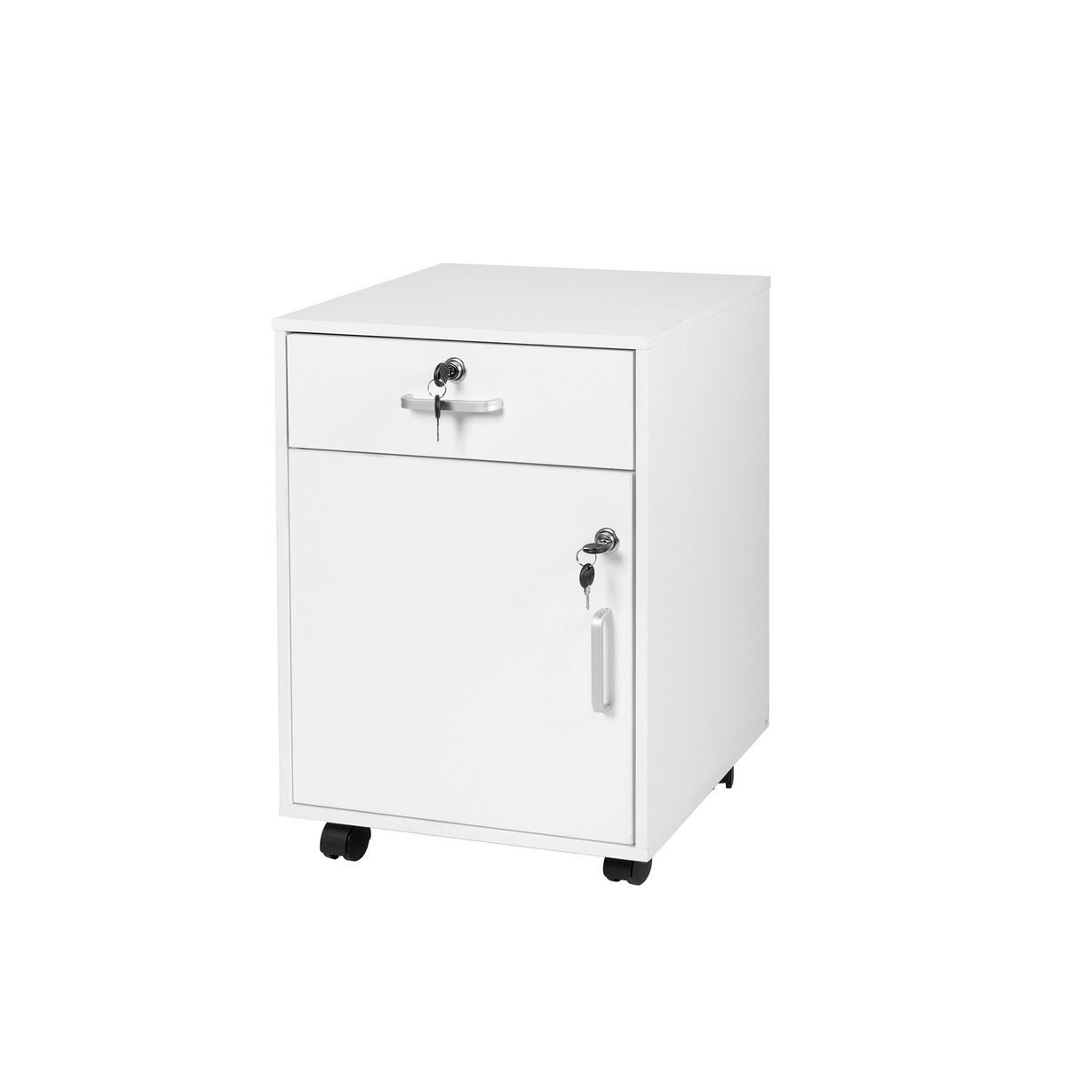 ROLLCONTAINER - Silberfarben/Weiß, Holzwerkstoff/Kunststoff (40/57/40cm) - Relaxdays