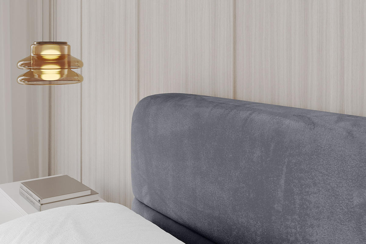 POLSTERBETT mit Bettkasten und Lattenrost, Boxbett ohne Matratze - ELVA-v1 200x200 Dunkelgrau - Dunkelgrau, Holzwerkstoff/Textil (200/200cm) - ALTDECOR