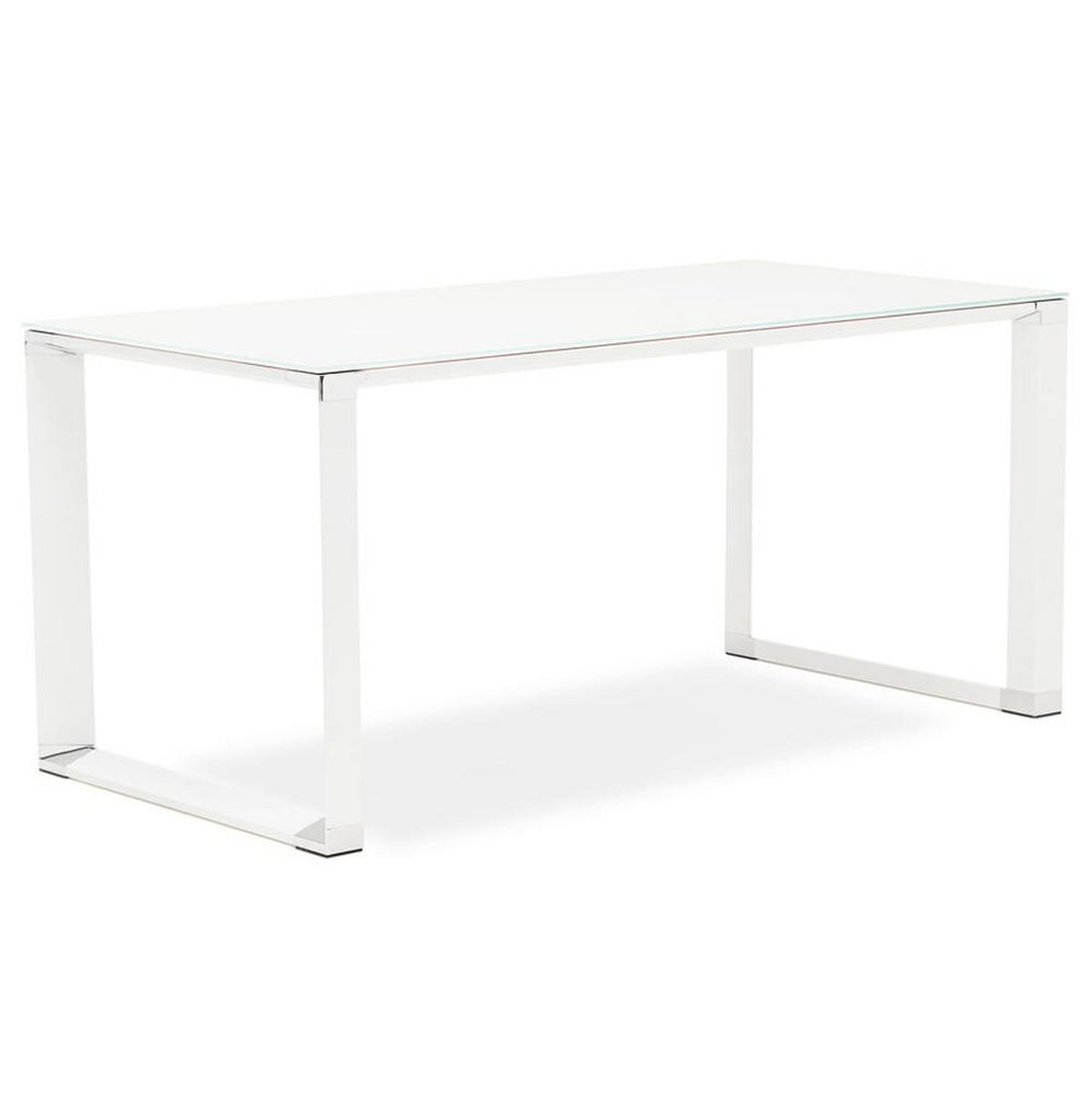 GLASSCHREIBTISCH Verchromt Mit Kufengestell Modern KERIX, Weiß 160x80x73 cm - Weiß, Glas/Metall (80/160/73cm) - KADIMA DESIGN
