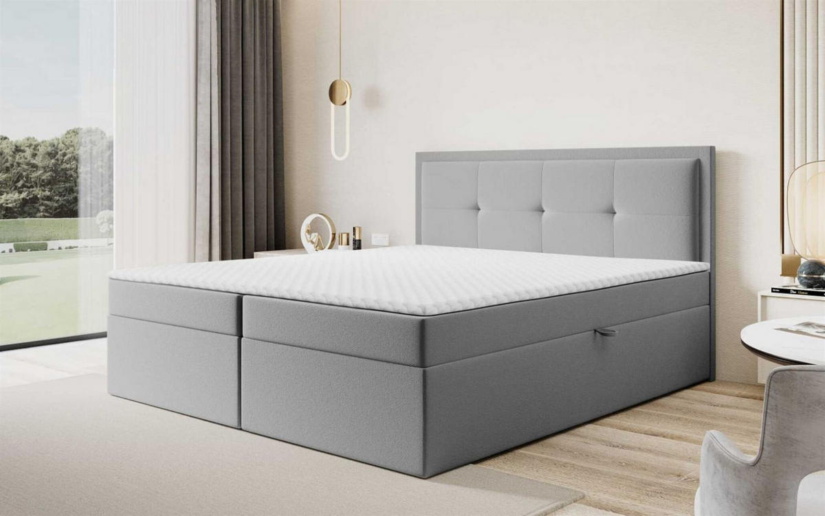 BOXBETT Degna In überlänge - Grau, Holzwerkstoff/Textil (160/220cm) - Fun Möbel