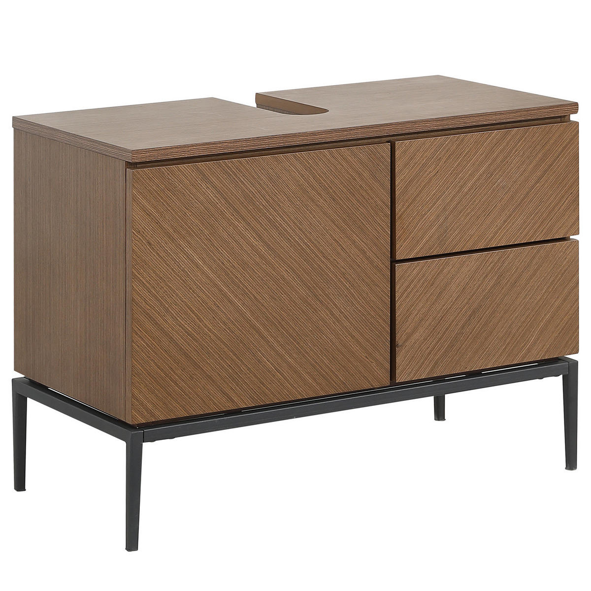 WASCHBECKENUNTERSCHRANK - Walnussfarben, Holzwerkstoff/Metall (80/60/40cm) - home24