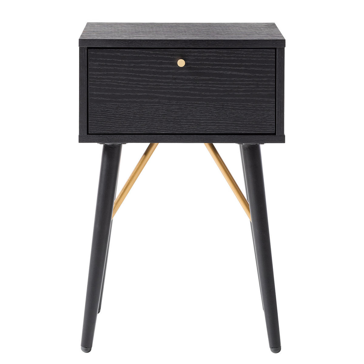 NACHTTISCH - Schwarz / Eiche, 40/60/30 cm - Schwarz, Holzwerkstoff (40/60/30cm) - home24