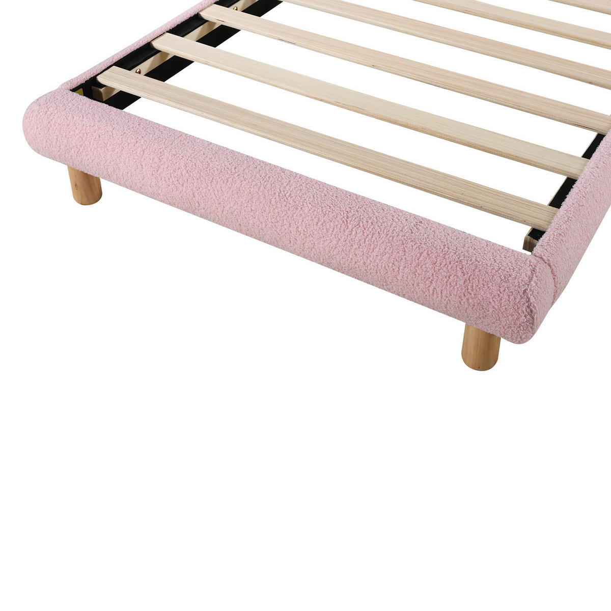 EINZELBETT 90x200cm Rosa Polsterbett Holzlattenrost Vliesimitat - Pink, Holz (90/200cm) - FLIEKS