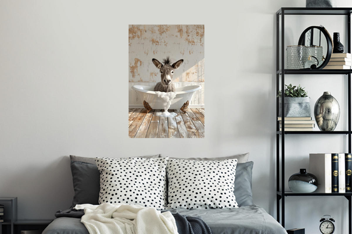 WANDTATTOO Esel - Tiere - Badewanne - Schaumstoff 40x60 cm - Weiß, Kunststoff (40/60/0.1cm) - MuchoWow